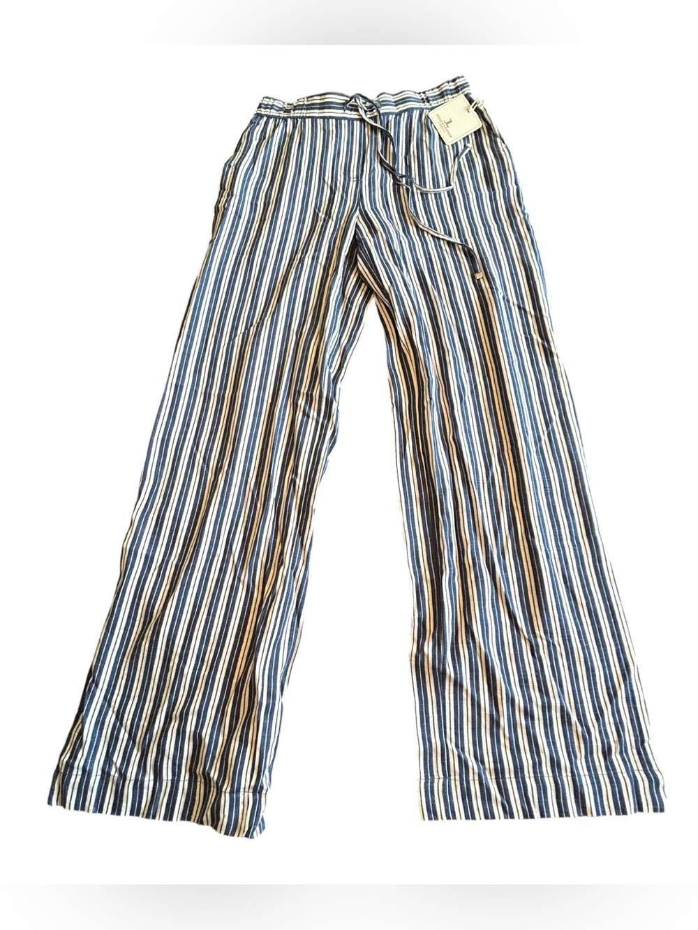 Jules & Leopold Blue and White Striped Wide-Leg Pants
